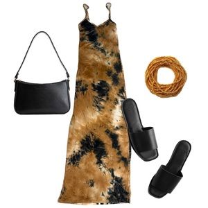 Black and burnt brown tie dye dress size S